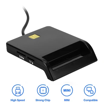 

Portable Universal USB 2.0 Smart Card Reader for Bank Card CAC IC ID SIM DNIE ATM Cardreaders USB-CCID ISO 7816 for Windows 7 8