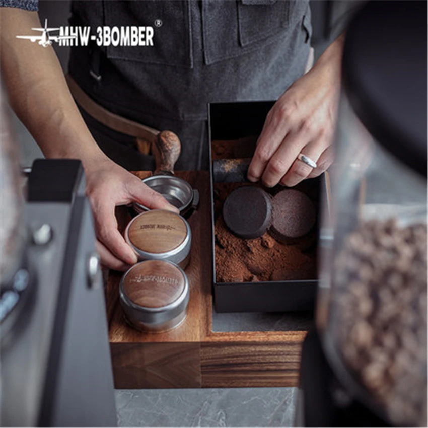 US $47.40 Walnut Wood Coffee Filter T er Holder Espresso T er Mat Stand Cafe Tools Knock Box Slag Box Coffee Accessories For Barista