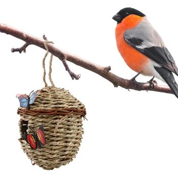 

Hot New High Quality Innovative Pet Bird Nest Straw Bird House Hibiscus Grass Gourd Birdhouse Garden Decorations Drop Shipping