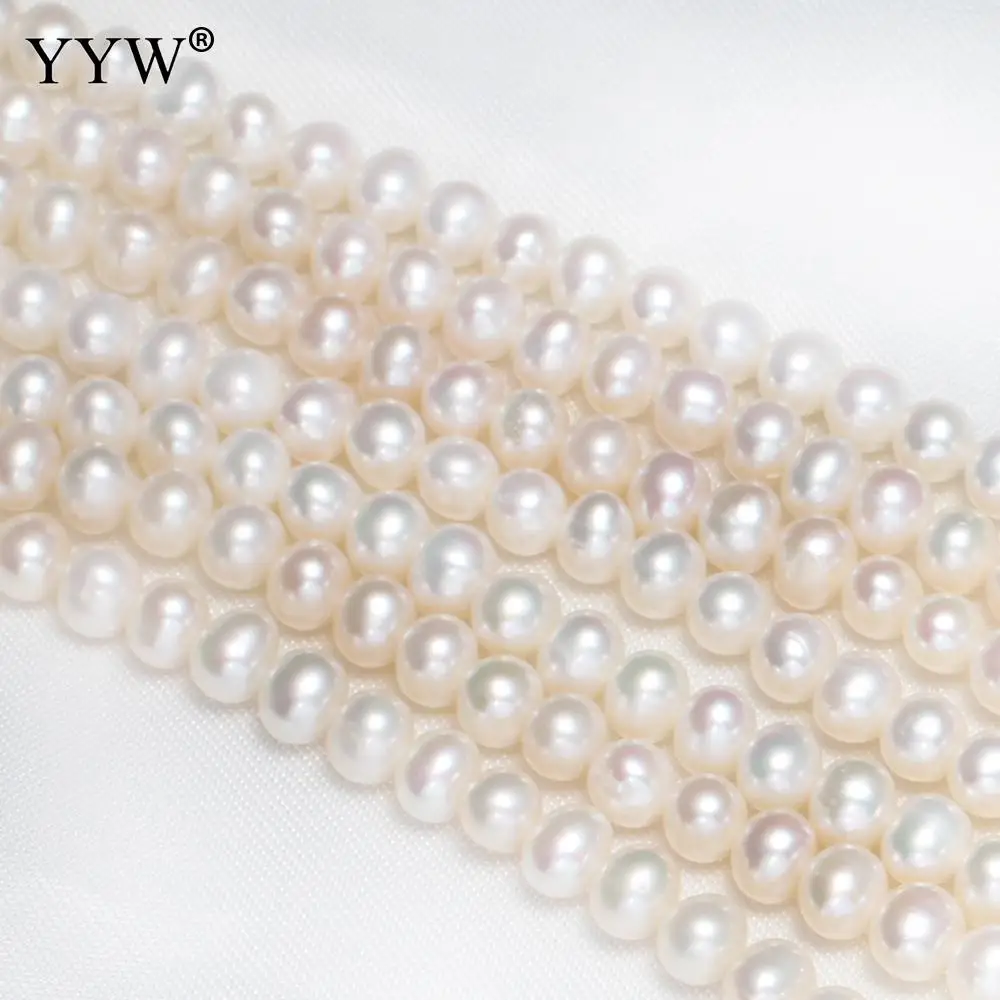 

2023 New White Cultured Round Freshwater Pearl Beads Jewelry Making Necklace Bracelets Women 5-6mm Natural Pearls Wedding Gift