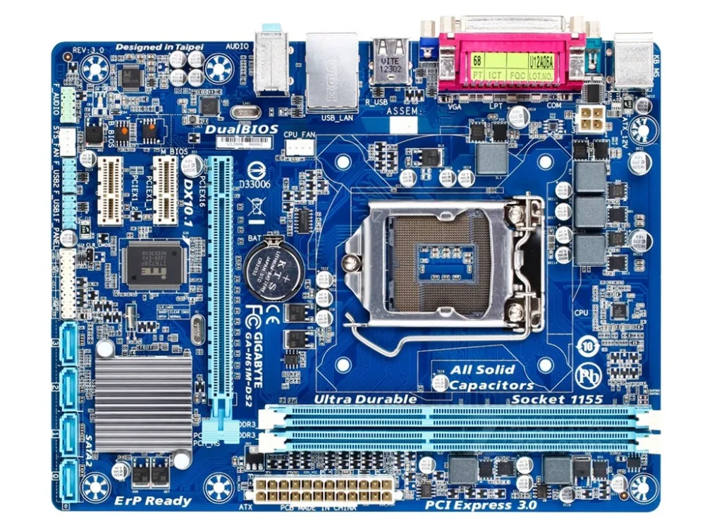 GIGABYTE GA H61M DS2 настольная материнская плата H61 разъем LGA 1155 i3 i5 i7 DDR3 16G uATX UEFI биос H61M-DS2 б/у