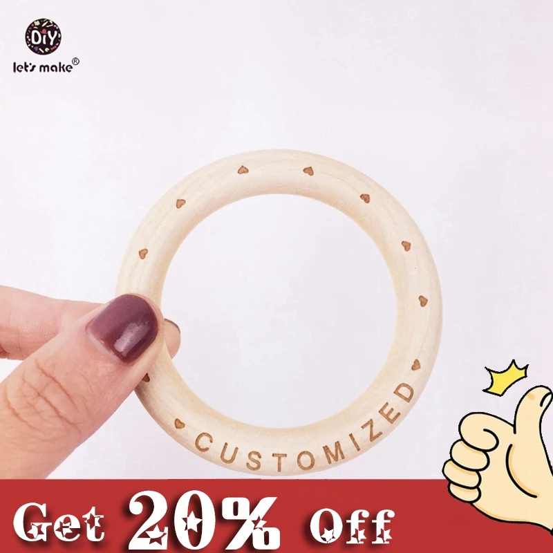 Let's Make детское деревянное кольцо 70 мм деревянный браслет 20 шт заказной деревянный Прорезыватель натуральный клен Детский Браслет Прорезыватель для ребенка