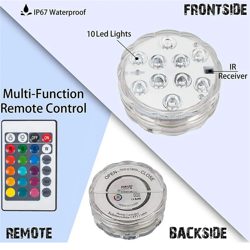 Waterproof Wireless Home Garden Hotel Swimming Pool Party Effect LED Light 16 different static colors Lamparas 40NOV701