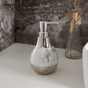 

Silver Liquid Lotion bottle Ceramic Soap Dispenser Home hand sanitizer Storage Portable shampoo bottle Bathroom Decoration 500ml