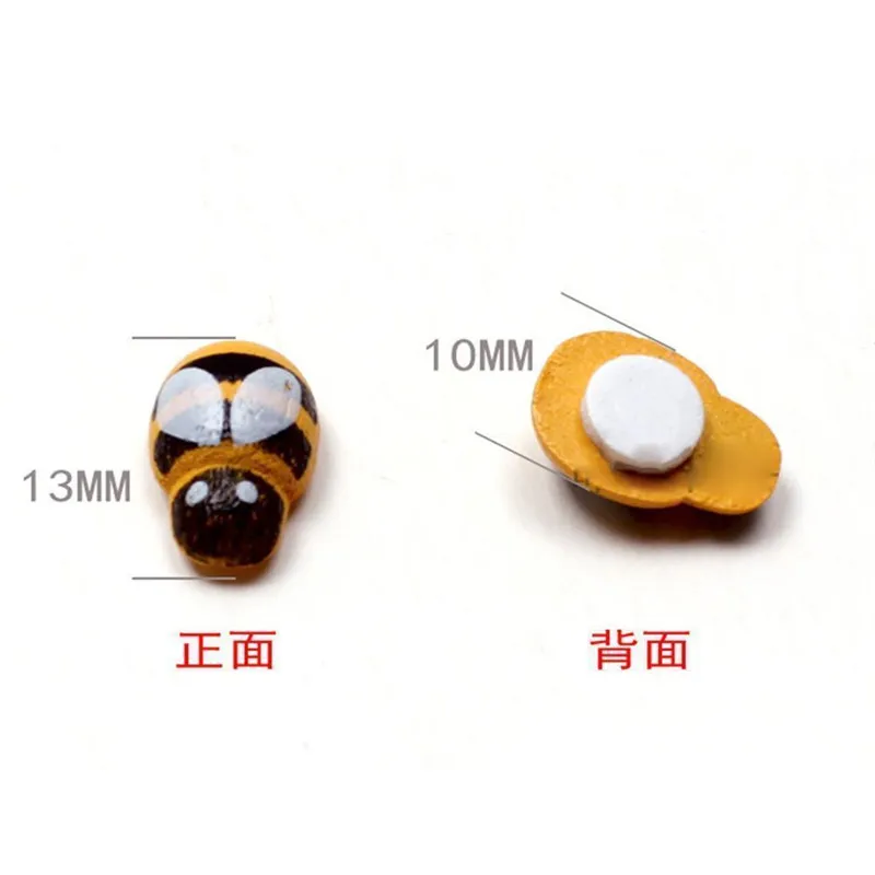 100pcs 3D Wooden Animal mini Bee Stickers Fridge Wall Decoration Scrapbooking Beekeeping Tools