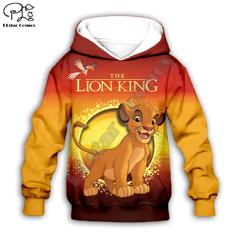  Simba The Lion King cartoon hoodie Kids baby 3D print zipper hoodies Sweatshirts boy girl Long slee