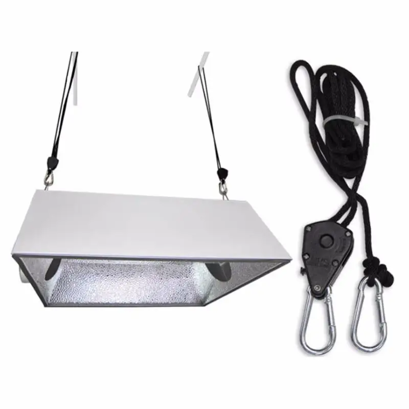 4pcs 1/8 Inch Pulley Heavy Duty Adjustable Hanging Rope Ratchet Lights Rope Hanger for Grow Light Fixtures Gardening