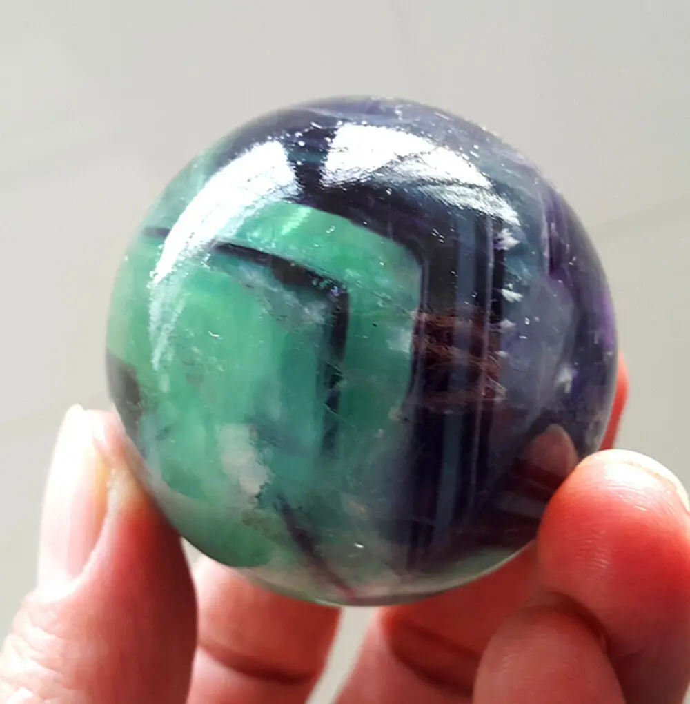 

Natural Color Fluorite Quartz Crystal Ball Luster Healing 40MM