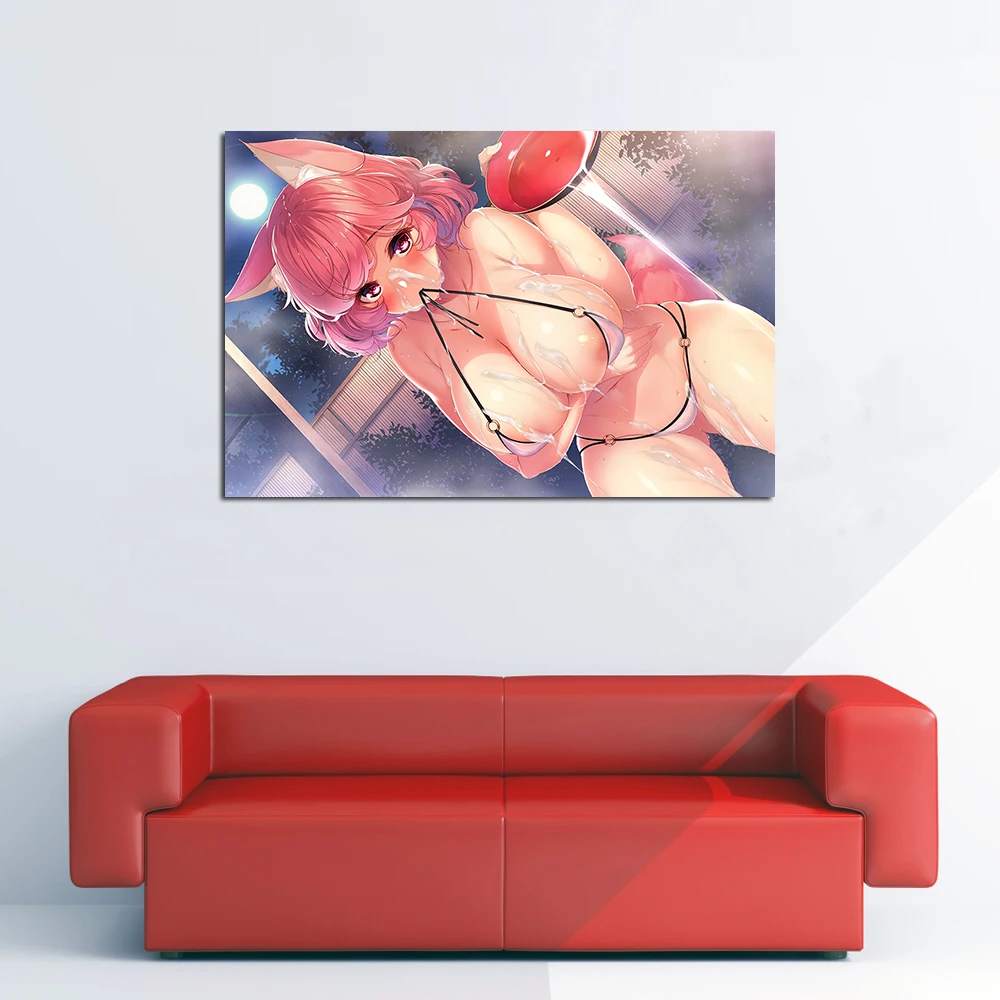 Leinwand Gemälde Sexy Anime Mädchen Nassen Körper Poster und Drucke Wand Kunst Dekoration Wand Bild Für Wohnzimmer Dekor