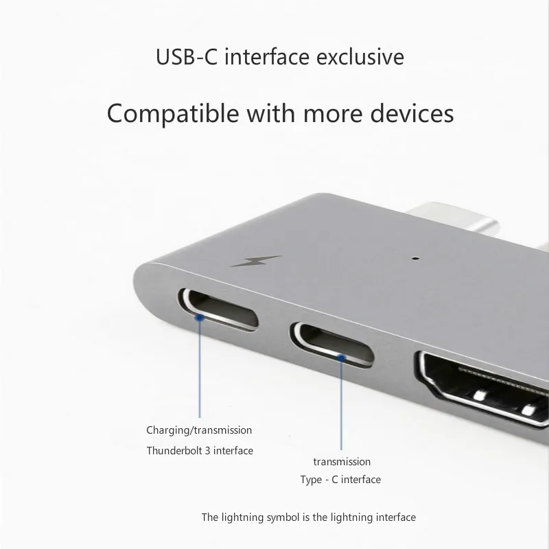 5 в 1 Hd Dual PD Thunder C+ Dual type-c To USB3.0HDMIHUB Hd Smart Adapter подходит для ноутбука многопортовый конвертер