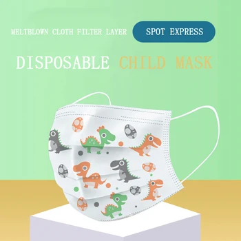 

10-100pcs Child Kids Disposable Face Masks 3 Layer Anti-Dust Pollution Masks Fabric Meltblown Dustproof Cartoon Dog Cat Mask