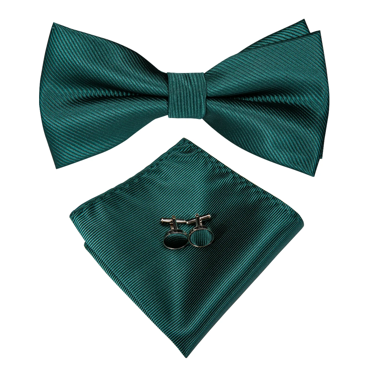 Hi-Tie Christmas Green Bow Ties for Men Silk Butterfly Tie Bow Tie Hanky Cufflinks Set Wedding Party Paisley Plaid Solid Bowtie Neck Tie