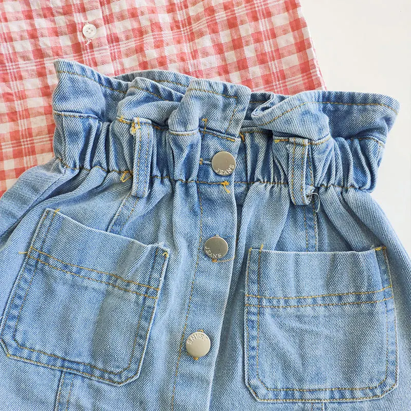 

Children Shirt 2019 Spring And Summer New Style Children Cowboy Bud Short Skirt Korean-style Girls Versatile A- line Skirt