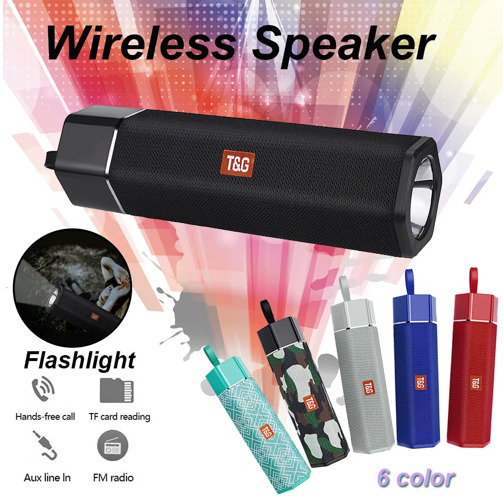 

HIFI Portable Wireless Blueteeth Speaker Stereo Sound Subwoofer Column Flashlight TF Card FM Speakers With For Samsung Phone#G1