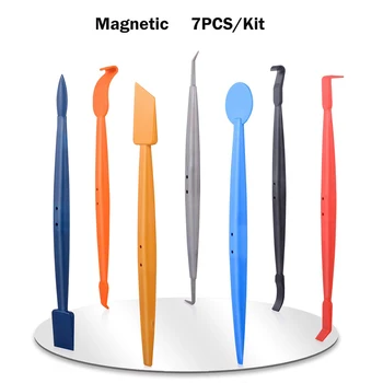 

EHDIS 7PCS Micro Magnet Stick Squeegee Tool Set Carbon Fiber Vinyl Car Wrapping Tool Kit Window Tint Film Car Wrap for Corner