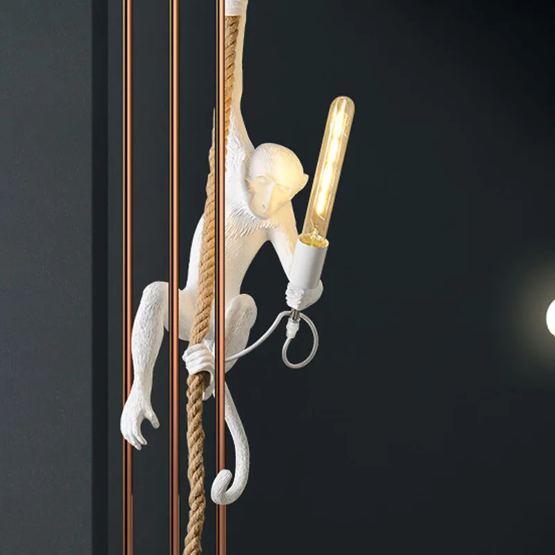 Modern Monkey Lamp Pendant Lights LOFT Rope Art Nordic Replicas Resin Hanging Pendant Lamp Luminaire Indoor Decoration Lighting