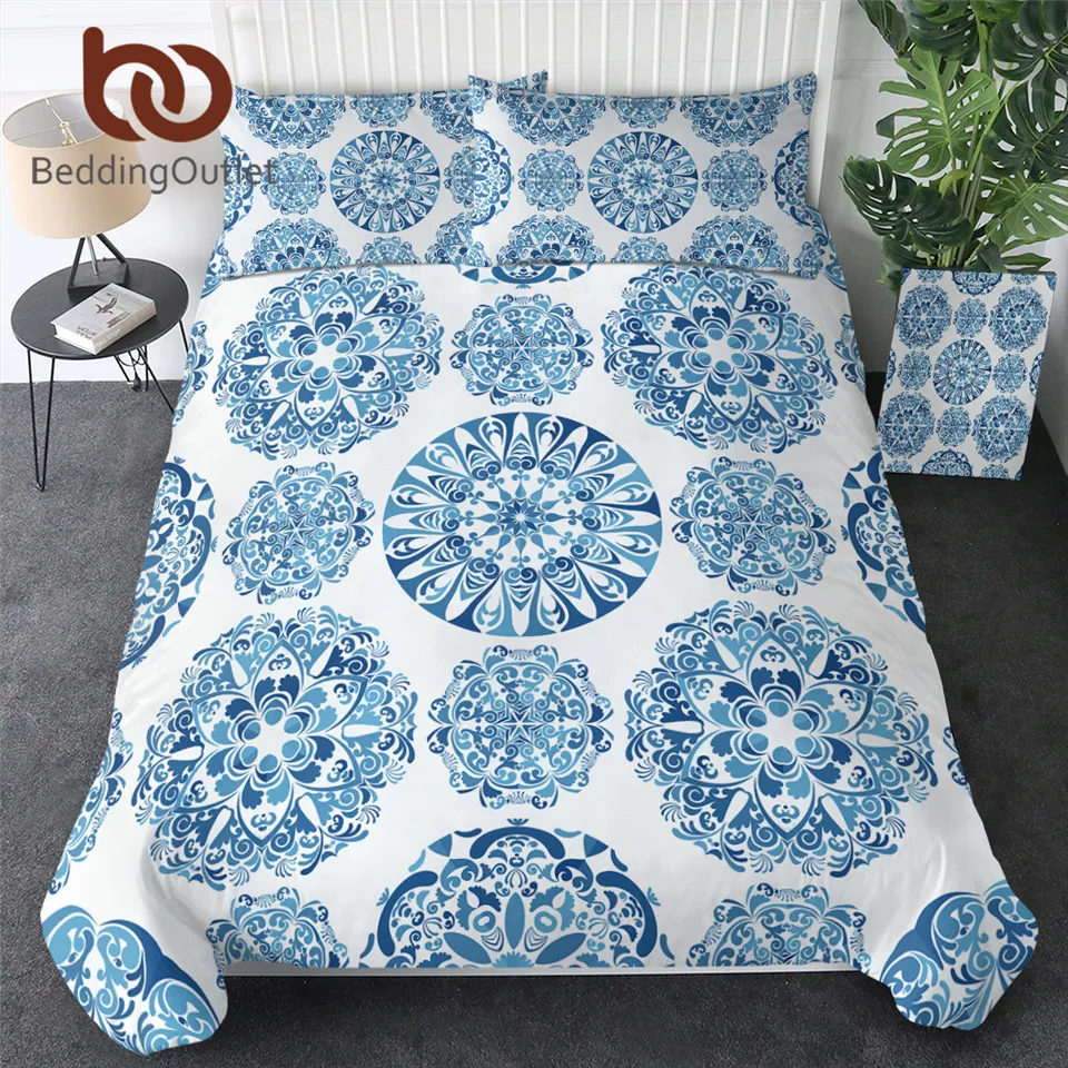 Комплект постельного белья BeddingOutlet с мандалой индиго пододеяльник этническим