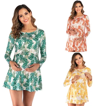 

New Women High-low Surplice Wrap With Waist Belt Maternity Dress Adjustable V Neck Nursing Dress Breastfeeding Pregnant Clothes