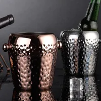 Golden color Stainless Steel Bar Ice Bucket Two Handles Champagne Bucket Wine Spit Wine Barrel Container