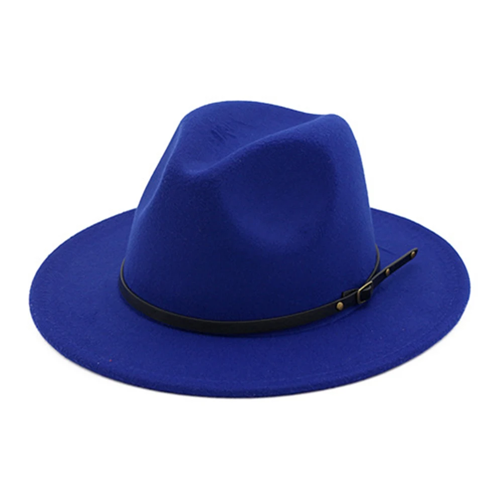 Хит, женская и мужская фетровая шляпа, зимняя фетровая шляпа, женская имитация шерсти, классический британский стиль, осенняя Женская джазовая уличная фетровая шляпа - Color: Sapphire Blue