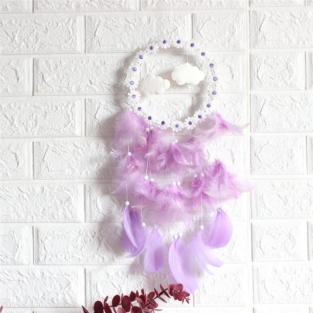 Style Cat Head Dreamcatcher Wind Chimes Wall Hanging Decoration Room Decor For Kid Girls Bedroom Hairball Hanging Pendant