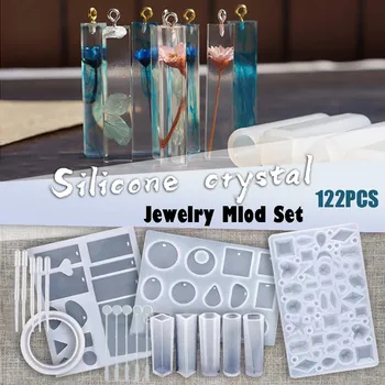

122 pcs Diy Crystal Epoxy Glue Kit Jewelry Silicone Mold Silicone Mold Bangle Pendant UV Epoxy Resin Mold Pendant Molds#0113g10