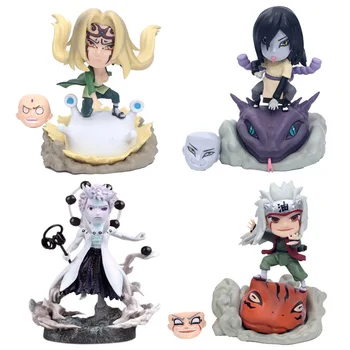 

Anime Q Version Naruto Figure UchihaObito Orochimaru JIRAIYA Senjiyu Tsunade 2 Face Change PVC Action Model Collection Toys Gift
