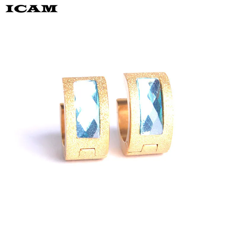 ICAM блестящие стразы из нержавеющей стали маленькие серьги-кольца для женщин и девочек новые модные ювелирные изделия оптом
