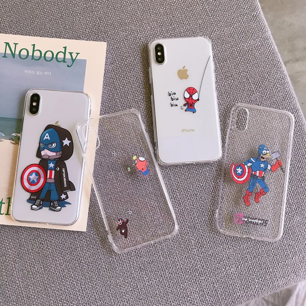 

Four cartoons foriPhone 11 11promax x XR XS Max 7plus 8plus 7 8 6 6s plus transparent TPU waterproof and dustproof Soft shell