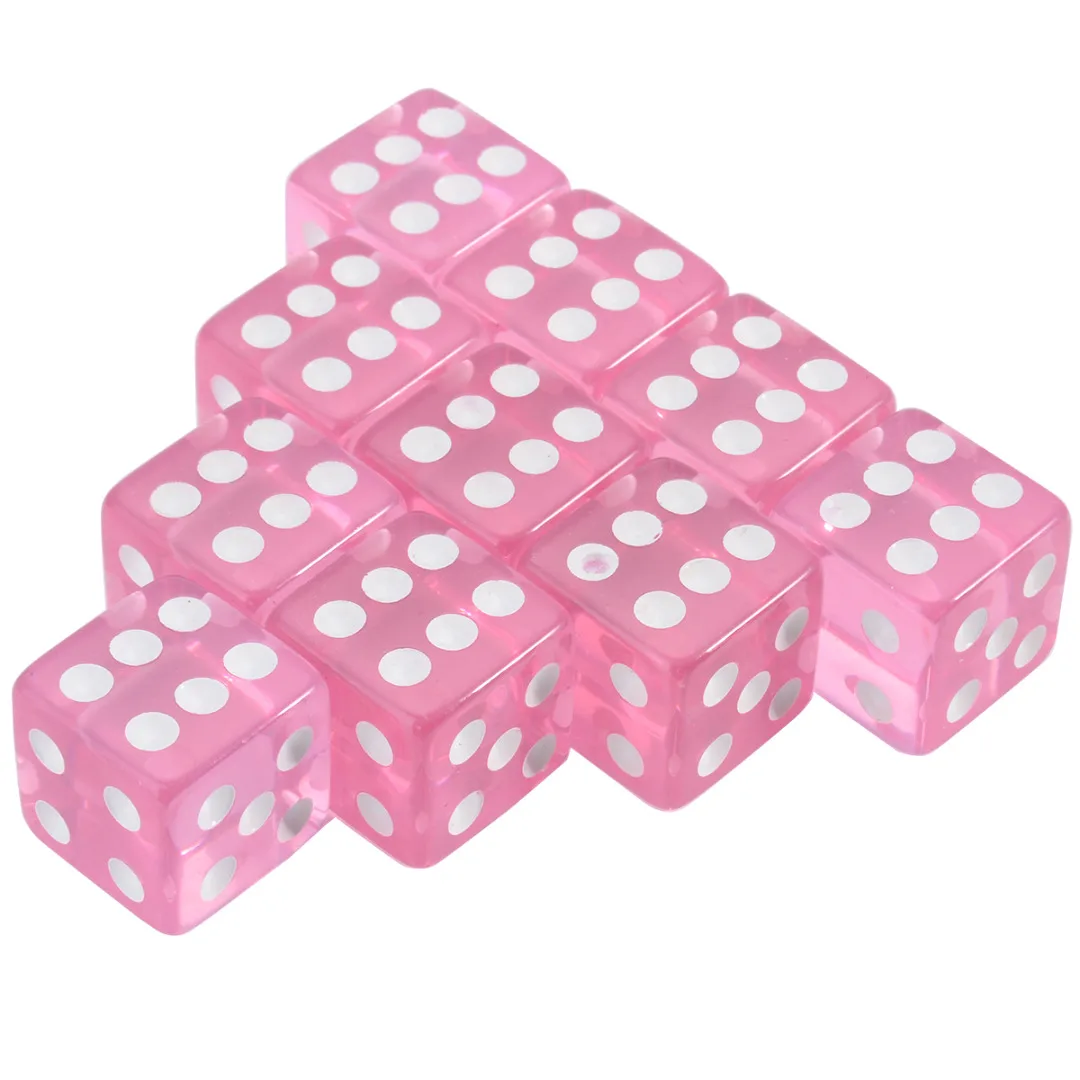10pcs 16mm 8 Colors Acrylic Transparent Straight Corner Dice Portable Role Playing Game Poker Outdoor Dice Funny Clear Dices