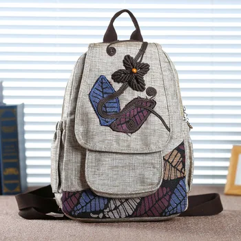 

National style backpack female bag large capacity backpack literary small backpack travel bag female