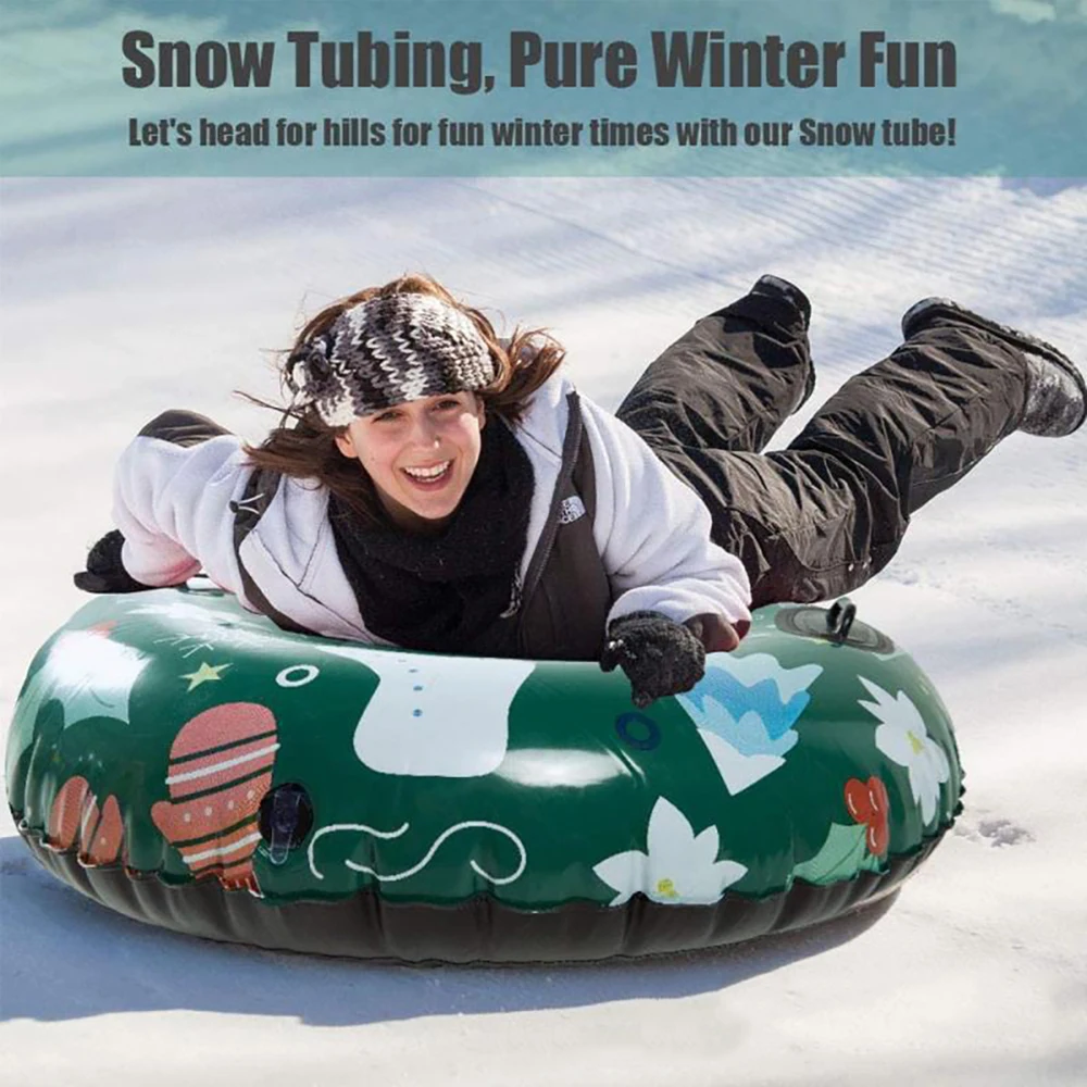 Inflatable Ski Ring Christmas Theme High Elasticity Cold Resistance With Handle Floated Sled Outdoor Snow Tube SkiingAccessories