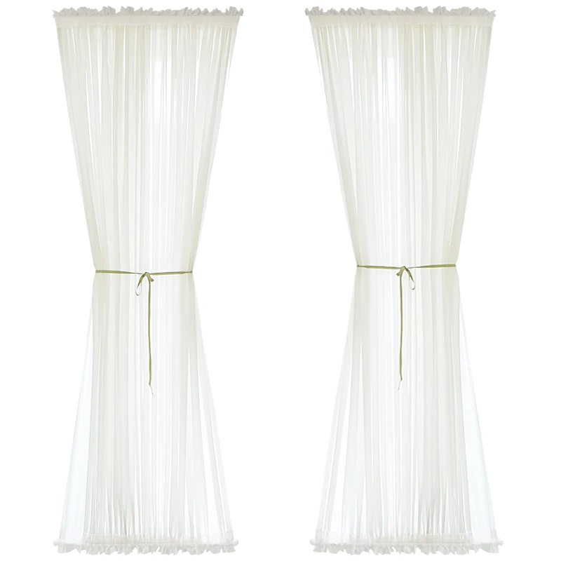 White Lace Coffee Mesh Pure Yarn Up and Down Fixed Curtain for Bar Kitchen Cabinet Glass Door 5