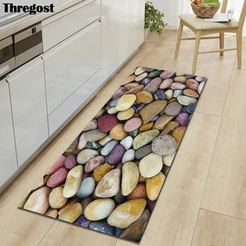 

3D Stone Printed Long Floor Mats Microfiber Door Mat Kitchen Carpet Anti Slip Washable Rugs for Kitchen Absorbent Doormat