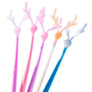 

50PCS/lot South Korea Creative Cartoon Elk In Light Color Gel Pen Cute Students Exam Signing Pen Stationery