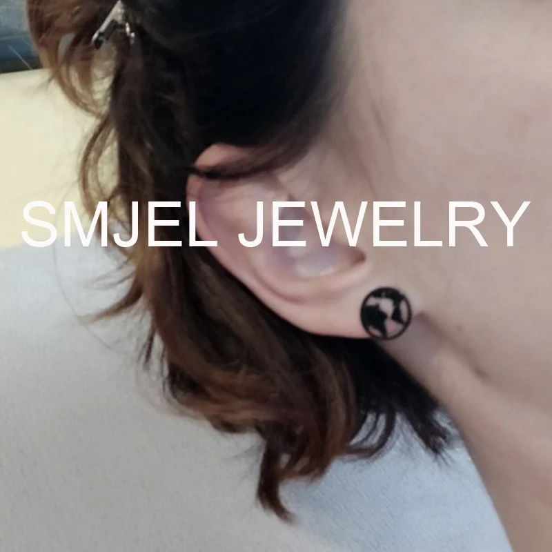 SMJEL Punk-Ohrstecker aus Edelstahl für Damen und Herren, Bohemian-Stil, Feder, Blatt, Hund, Katze, Stern, Ohrringe, Schmuck, Weihnachten, neues Geschenk – Detail 9