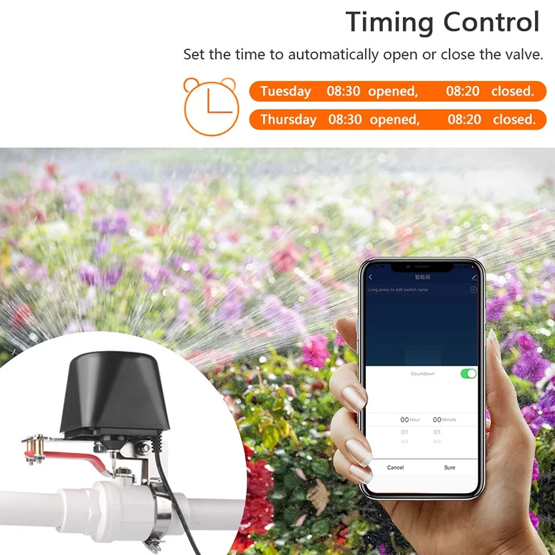 Smart Wifi Switch Garden Watering Timer Electric Shut off Valve, Tuya Smart Life Wifi/Zigbee Water Valve Controller Timer Auto Switch