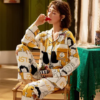 

Women Sleepwear Pajama Set New Pajamas Cotton Long Sleeve For Women Flower Pajamas Women Printed Beatuiful Womens Pajamas 3XL