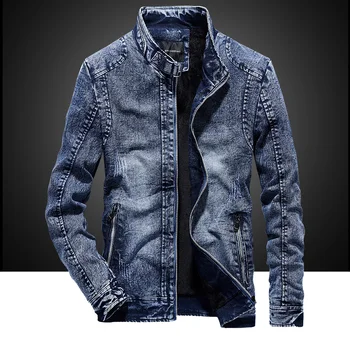 

2020 new autumn and winter cotton slim men's retro casual denim jacket jacket men plus velvet clothes MY140