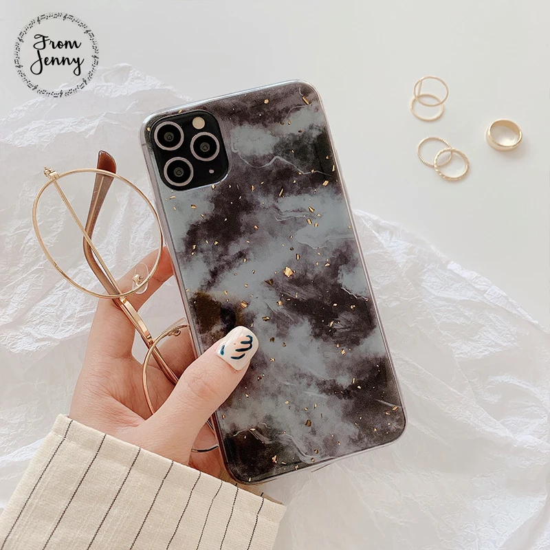 

From Jenny Ink gold foil for iPhone 11 Pro x xr xs max 6 6s 7 8 Plus simple mobile phone TPU protective soft case