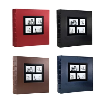 

Photo Album Holds 4X6 400 Photos Black Pages Large Capacity Leather Cover Wedding Family Baby Photo Albums (Black)