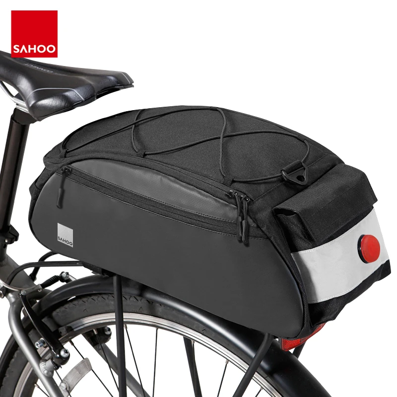 MTB Bike Cycling Polyester Rear Seat Rack Trunk Bag Pannier Shoulder Bag Black 