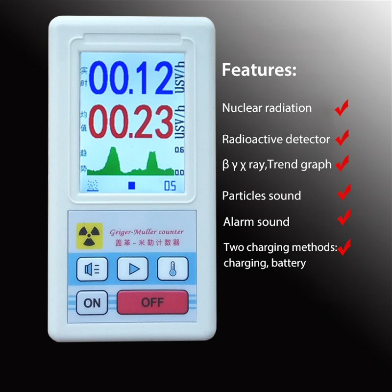 

Geiger Counter Nuclear Radiation Detector Dosimeter X-ray Beta Gamma Detector LCD Radioactive Tester Electrical Testing Tool