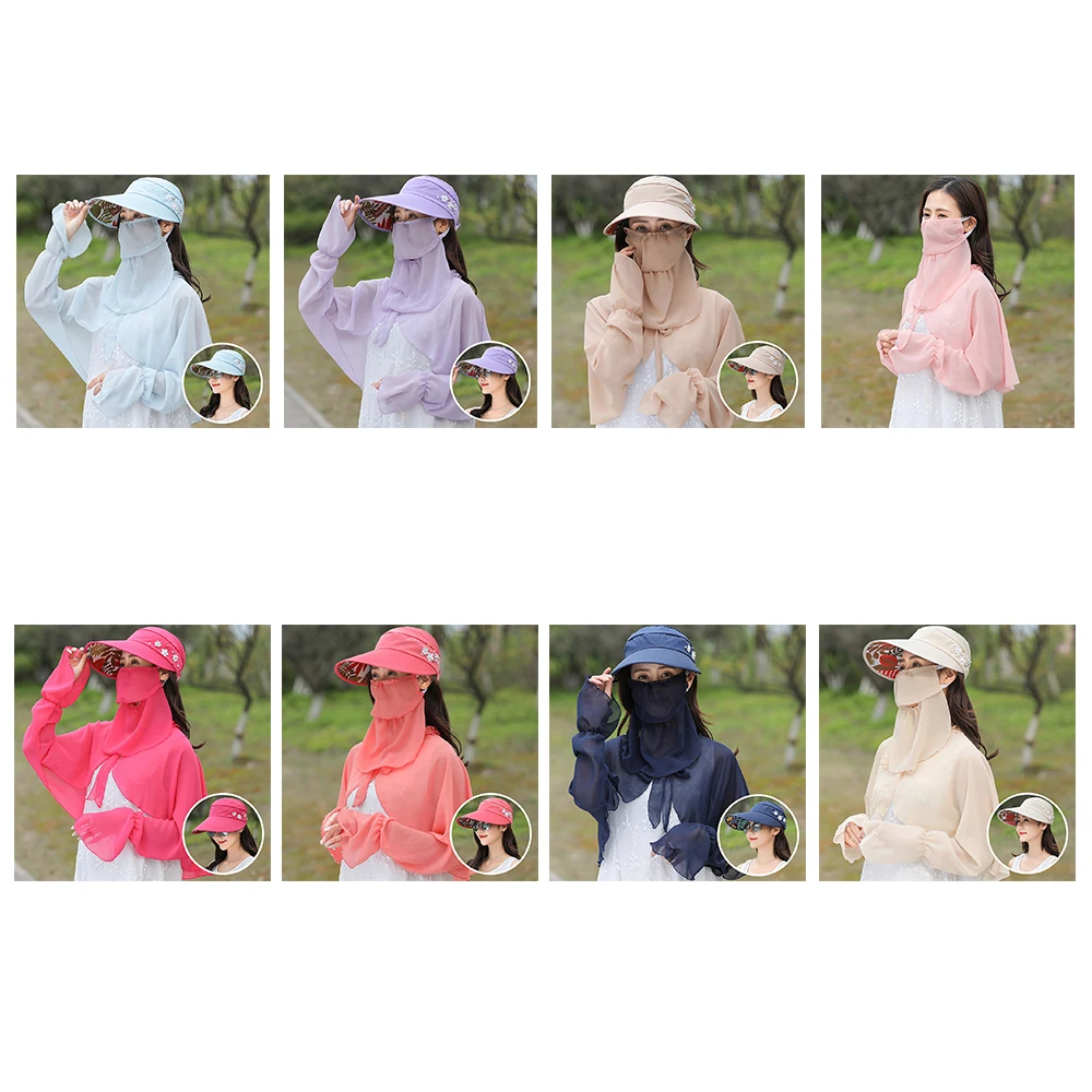 Women Summer Hats Wide Eaves Covered Face Neck Cycling Anti UV Sun Hat