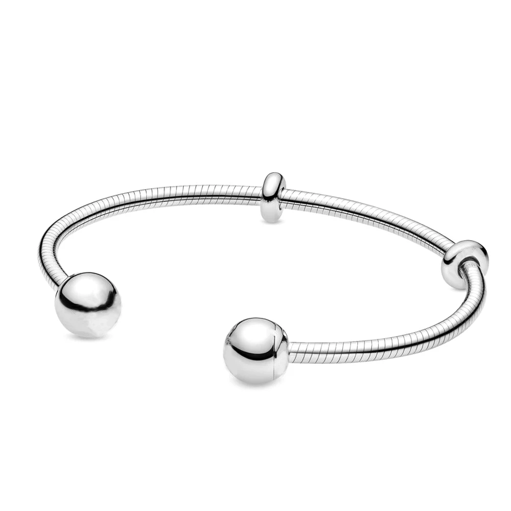 QANDOCCI 925 пробы Серебряная цепочка в стиле змеи Открытый браслет подходит для