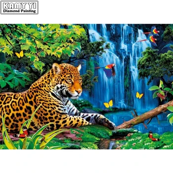 

DIY 5D Needlework diamond painting diamond embroidery Tigers and waterfal square drill embroidery photos rhinestones decoration