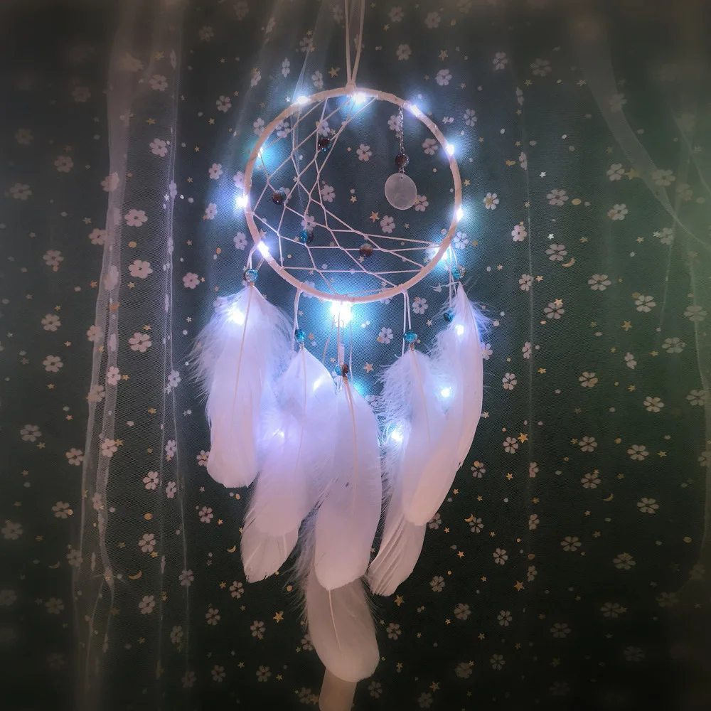 

Popular style Ins Girl catching Dream net Feather pendant Lighting Creative hand Valentine's Day Gift catch Dream net Wind Bell