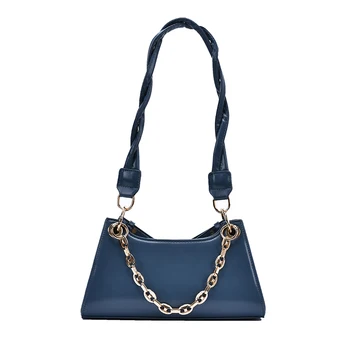 

2020 New Female Shoulder Bag Working Lady High Quality Handbag Temperament Fashion Female PU Leather Small Bag Blue