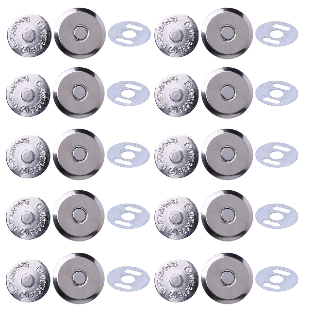 

New 10 Sets Metal Magnetic Snap Clasps 14mm 16mm For Sewing Purse Handbag Bag Craft