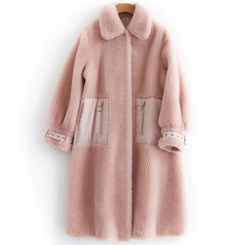 

Autumn Winter Coat Women Clothes 2020 Real Fur Coat Women Korean Kawaii Sheep Shearling 100% Wool Jacket Tops V19F33351-C YY1684